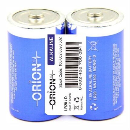 Orion LR20 D Büyük Boy Kalın Alkalin Pil - 2'li Shrink