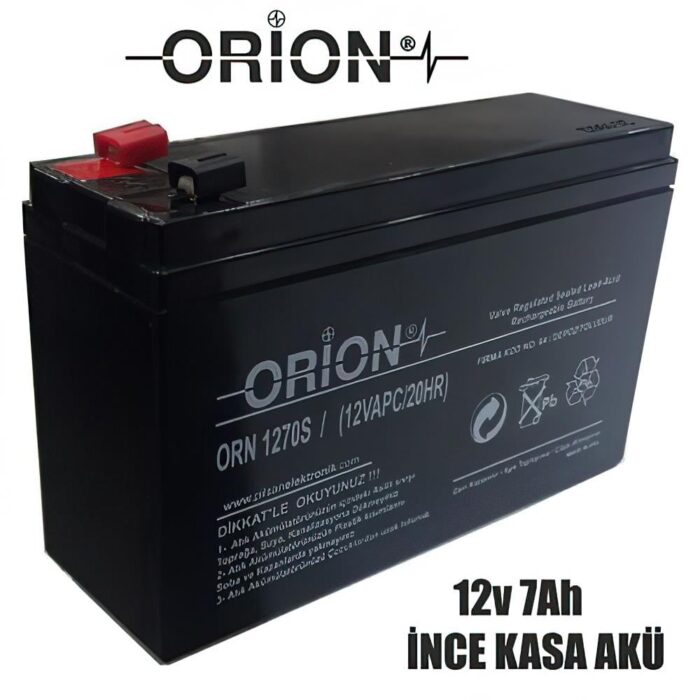 Orion 12V 7Ah Bakımsız Kuru Akü İnce Kasa