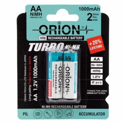 Orion 1000mAh Ni-Mh AA Şarj Edilebilir Kalem Pil 2’li Paket