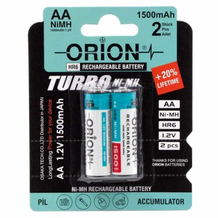 Orion 1500mAh Ni-Mh AA Şarj Edilebilir Kalem Pil 2’li Paket