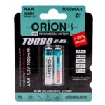 Orion 1.2V 1000mAh AAA Ni–MH Şarj Edilebilir İnce Kalem Pil 2’li Paket