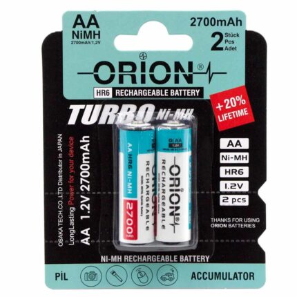 Orion 2700mAh Ni-Mh AA Şarj Edilebilir Kalem Pil 2’li Paket