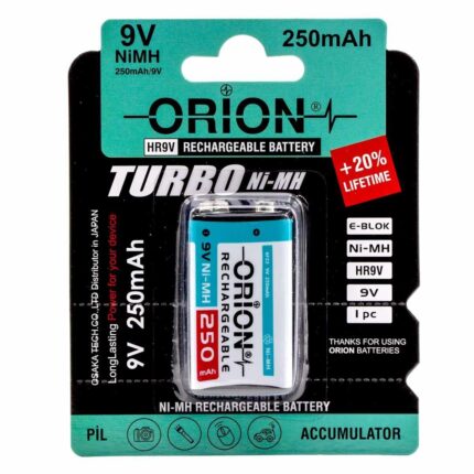 Orion 9V 250mAh Şarj Edilebilir Ni-Mh Pil