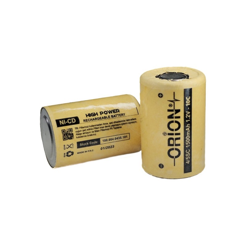 orion-sc45-1v2-1500mah-ni-cd-bassiz-pil Orion SC4/5 1.2V 1500mAh Ni-Cd Başsız Pil (15A)