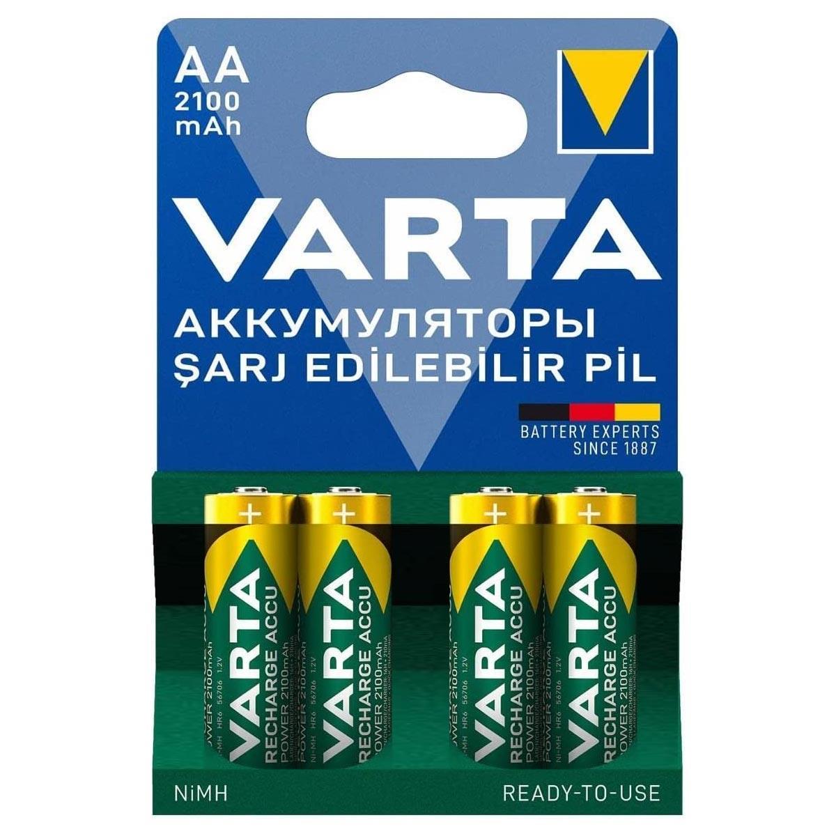 varta-567061-power-2100mah-aa-sarj-edilebilir-kalem-pil-4lu-paket Varta 56706 Power 2100mAh AA Şarj Edilebilir Kalem Pil 4'lü Paket
