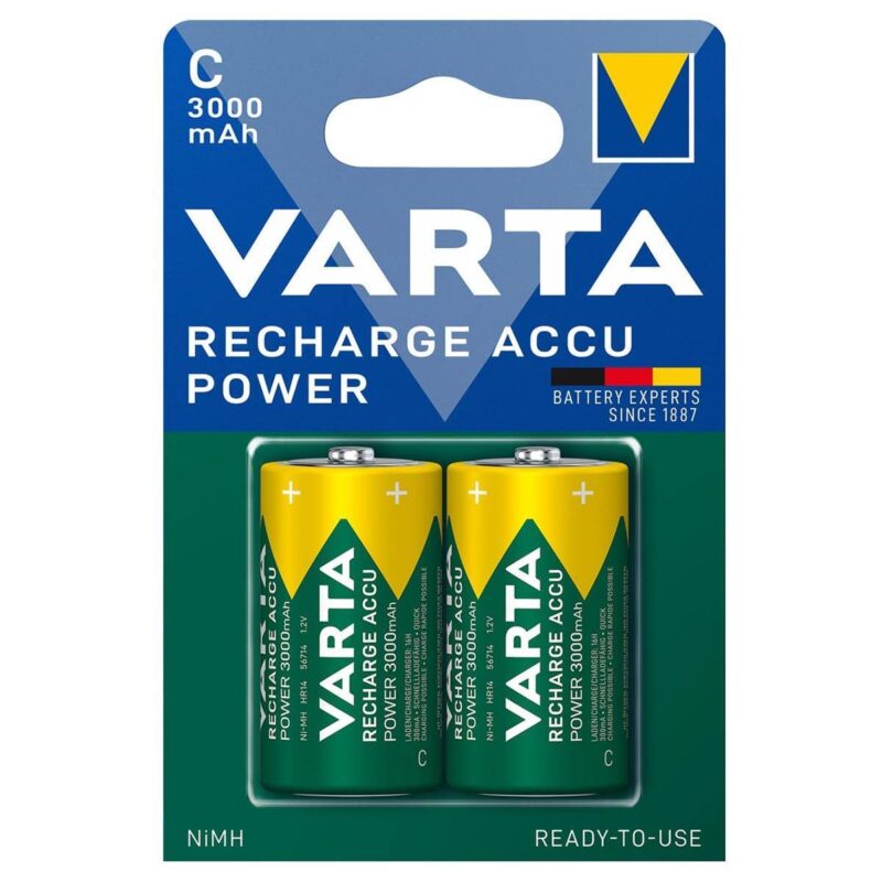Varta 56714 Power 3000mAh C Orta Boy Şarj Edilebilir Kalem Pil 2’li Paket