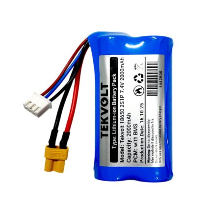 Tekvolt 7.4V 2000mAh 18650 Li-ion XT-30 ve XH-3pin Soket RC Oyuncak Pili
